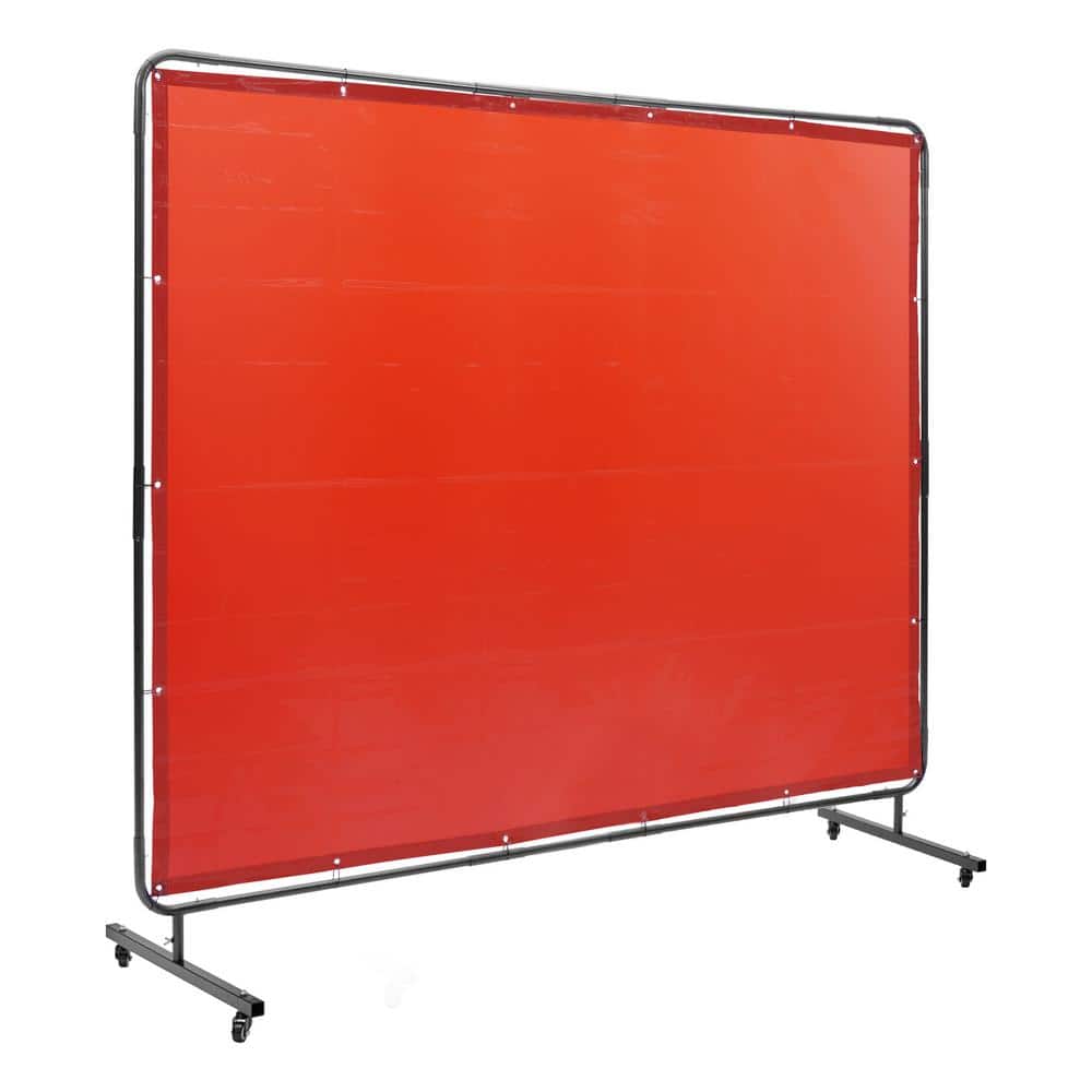 VEVOR Welding Protection Screen with Frame 8 ft. x 6 ft. Welding Curtain with 4 Wheels Flame-Resistant Portable Light-Proof