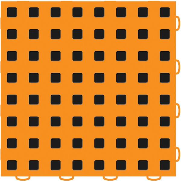 WeatherTech TechFloor 12 in. x 12 in. Orange/Black Vinyl Flooring Tiles (Quantity of 10)