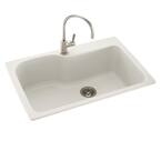 Drop-In/Undermount Solid Surface 33 in. 1-Hole Single Bowl Kitchen Sink in Bisque