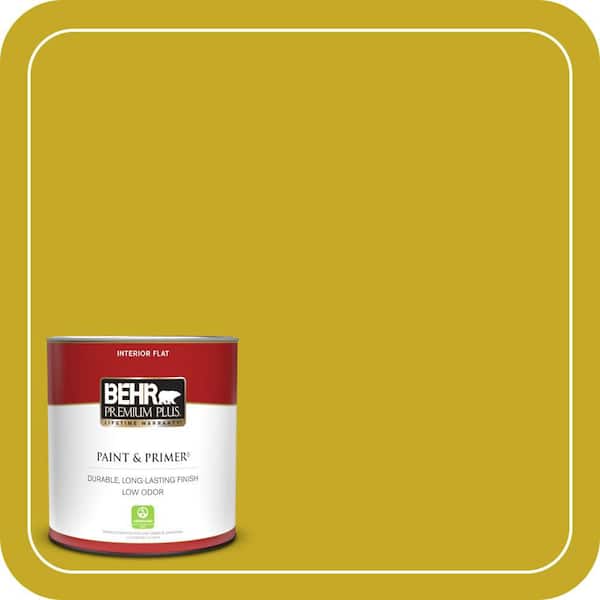 BEHR PREMIUM PLUS 1 qt. Home Decorators Collection #HDC-MD-03 Citronette Flat Low Odor Interior Paint & Primer