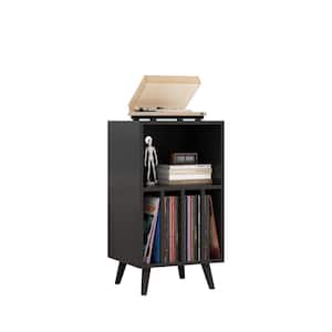 Record Player Stand Black 34.26 in. H Turntable Stand with Storage Album Storage Cabinet for Bedroom Living Room Office