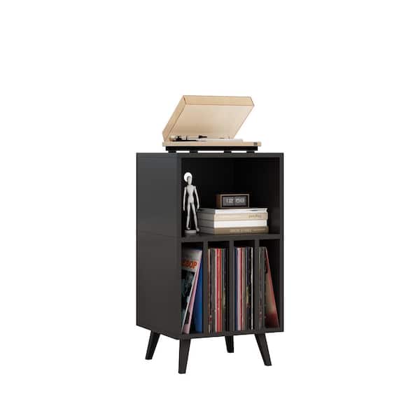 Karl home Record Player Stand Black 34.26 in. H Turntable Stand 