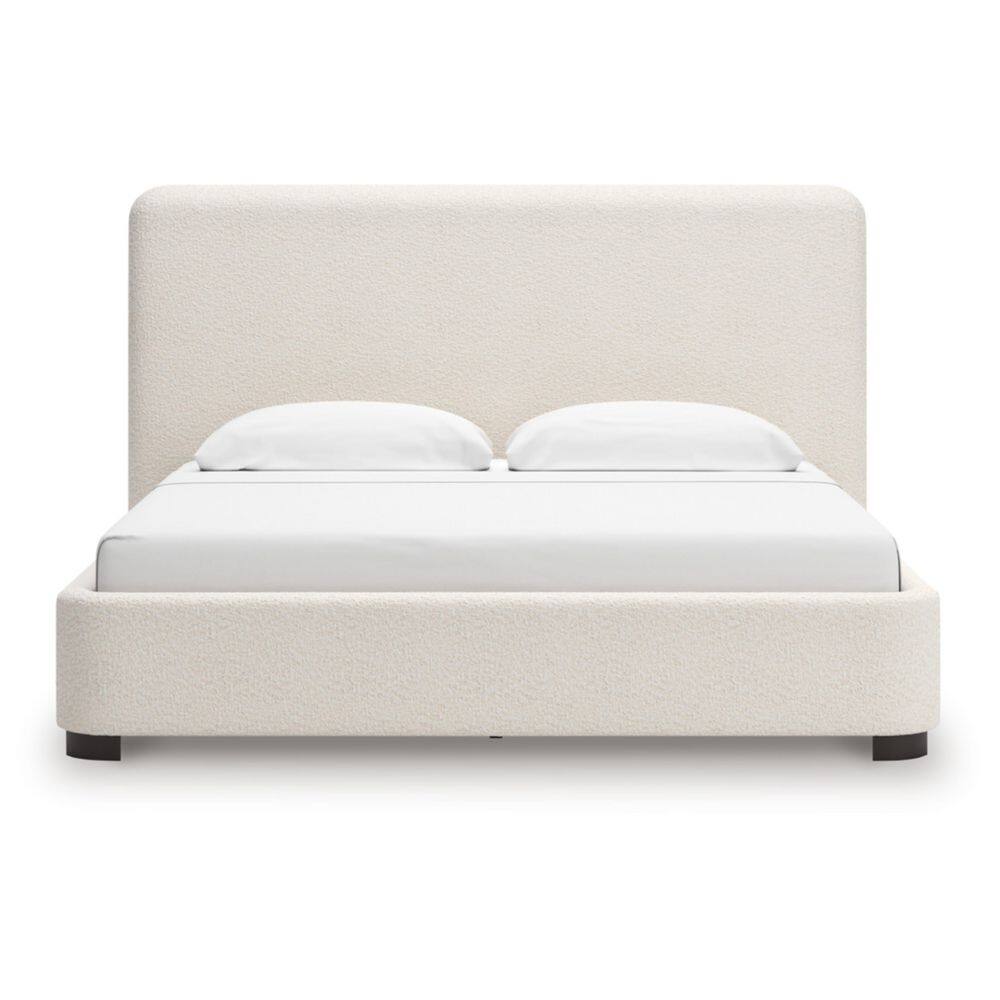 Brandinlane Beige Wood Frame King Panel Bed with Upholstered Design - thumbnail 7