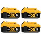 DEWALT 20V MAX XR Premium Lithium Ion 5.0Ah Battery 4 Pack