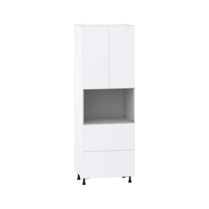 Fairhope Bright White Slab Assembled Pantry Micro Kitchen Cabinet with 2 Drawers (30 in. W x 89.5 in. H x 24 in. D)