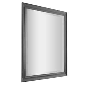 26 in. W x 32 in. H Framed Rectanglular Decorative Beveled Edge Wall Mirror in Black