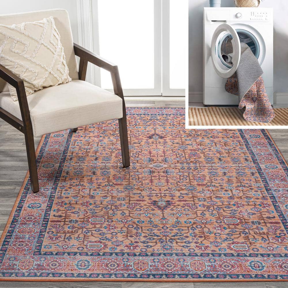 8' x 10' Multi-Color Synthetic Persian-Inspired Washable Area Rug