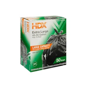 50 Gallon Black Extra Large Trash Bags with 20% PCR (50-Count)