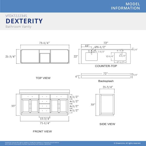 Dexterity 72 in. W x 22 in. D x 34 in . H Oak Vanity with Rectangular Undermount Sinks - Light Oak with White Top
