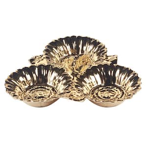 Gold Coast 10 in. x 10 in. 3-Copmartment Gold 3-D Sunflower Serving Tray (Set of 1)