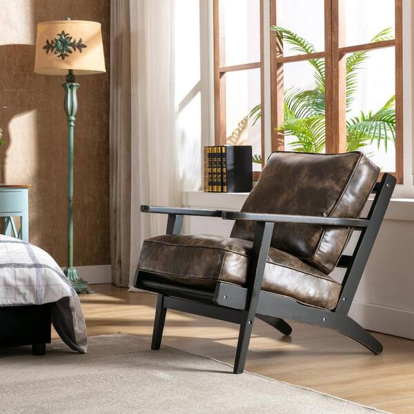 Brown Faux Leather PU Tub Chair Armchair for Dining Living Room Office Reception 