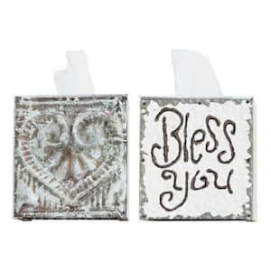 2-Sided Tissue Box with "Bless You" in White