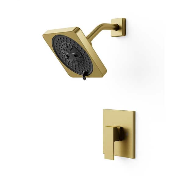 2-Spray Square Handheld 1 Handle Bidet Faucet 2.5 GPM with Rough-In Valve in Brushed Gold
