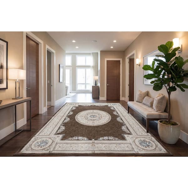 Ancient Garden 5 ft. 3 in. X 7 ft. 7 in. Brown/Cream Oriental Indoor Area Rug