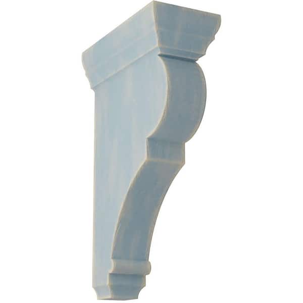 Ekena Millwork 2-1/2 in. x 10 in. x 5-1/2 in. Driftwood Blue Medium Rojas Wood Vintage Decor Corbel