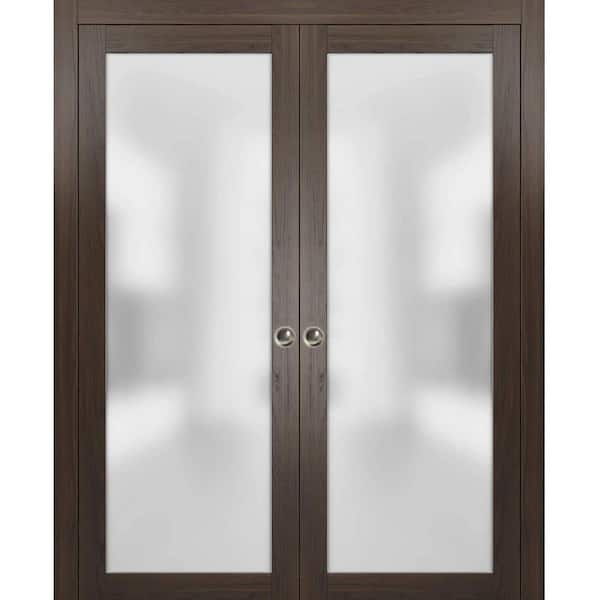 Sartodoors 72 in. x 96 in. 1-Panel Grey Finished Solid Wood Sliding Door with Pocket Hardware