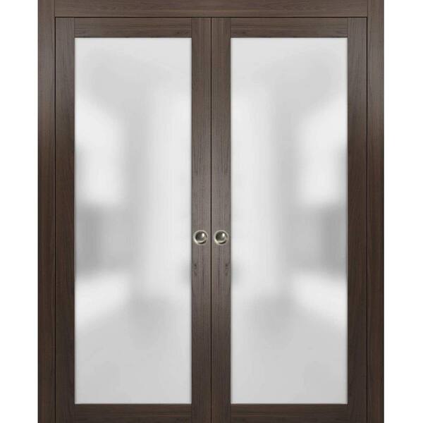 Sartodoors 72 in. x 80 in. 1-Panel Grey Finished Solid Wood Sliding Door with Pocket Hardware