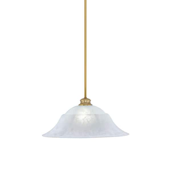 Unbranded Peabody 60-Watt 1-Light New Age Brass Shaded Pendant Light with 20 in. White Marble Glass Shade, No Bulb Included