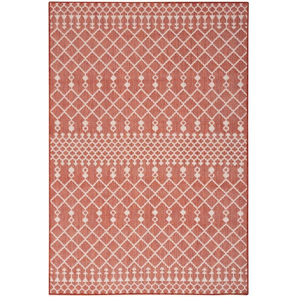 Nourison Positano Terracotta 7 ft. x 10 ft. Moroccan Contemporary Area Rug