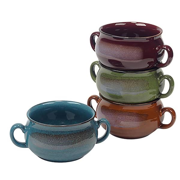 24 Fl. Oz. Multi-Colored Stoneware Reactive Glaze Soup Bowls (Set of 4)