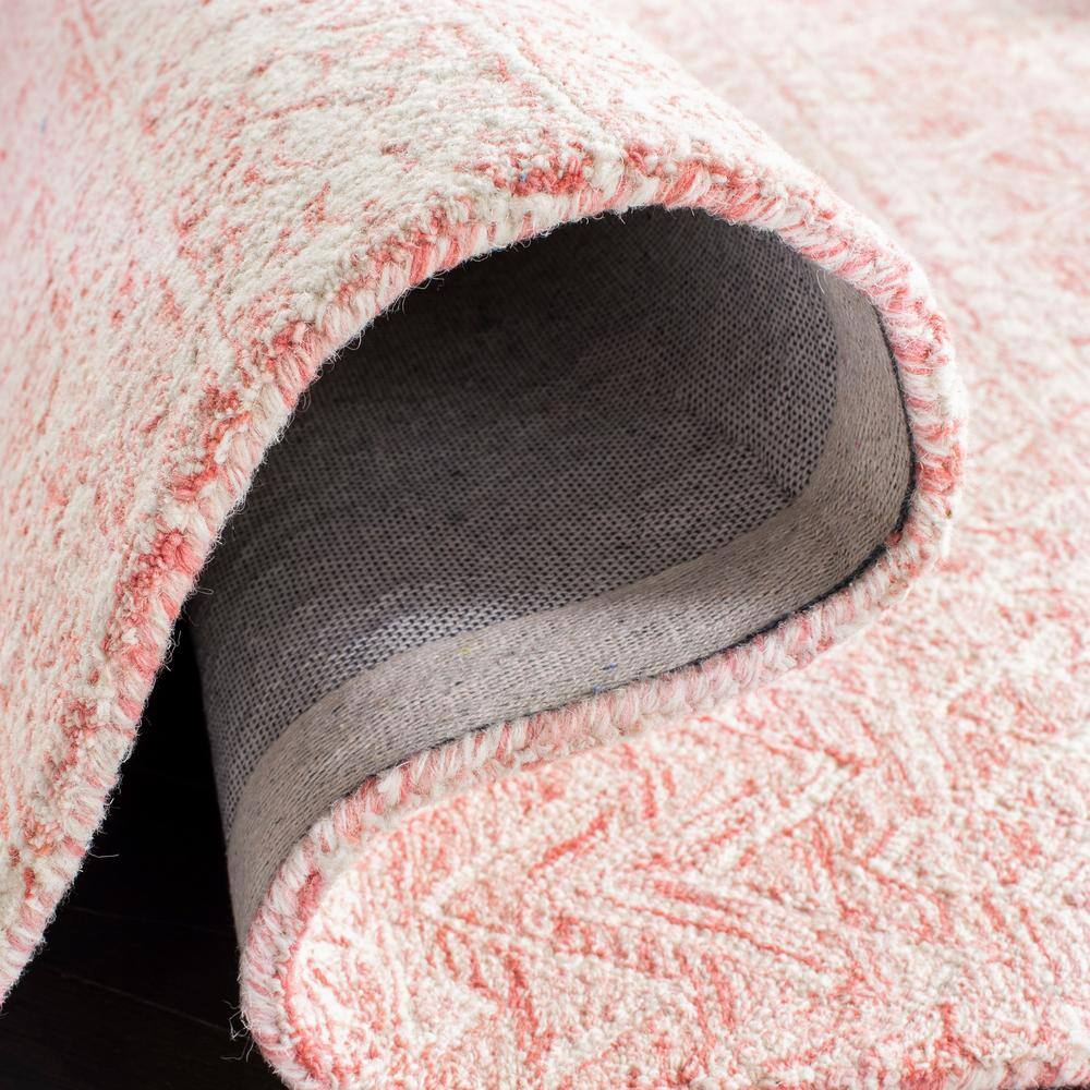 Ivory and Pink Hand-Tufted Wool Runner Rug