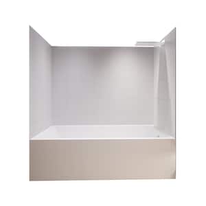 Winter White-Tetherow 60 in. L x 36 in. W x 83 in. H Rectangular Tub/ Shower Combo Unit in Matte Black Right Drain