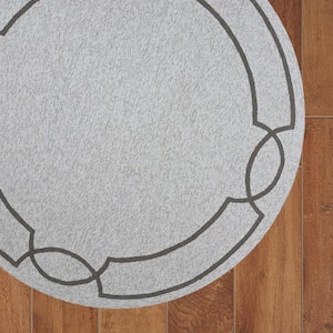 Charlie 7' Round ft. Oatmeal Ivory Solid Color Indoor/Outdoor Area Rug
