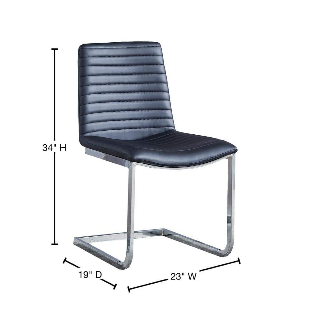 Blanca Low Back Black Faux Leather Side Chair with Metal Legs