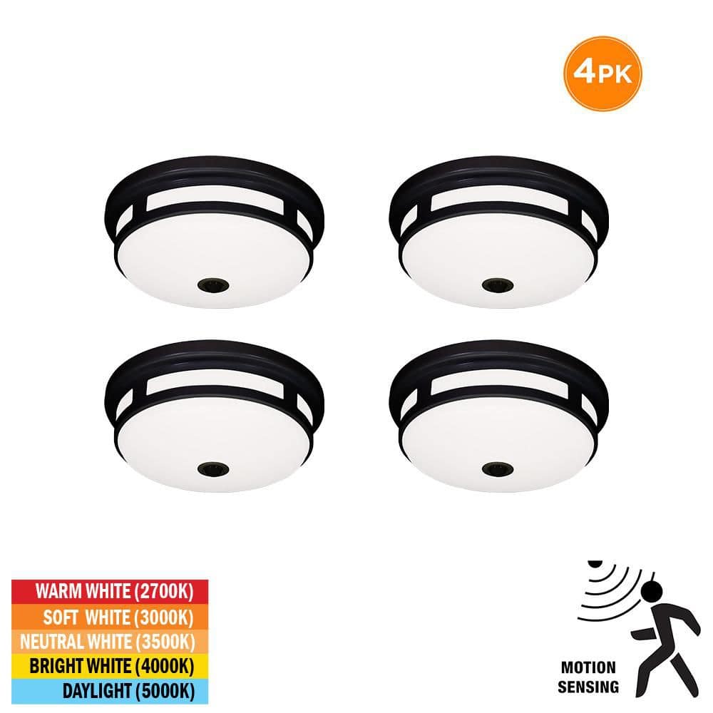 11 in. Matte Black Motion Sensing LED Flush Mount Indoor Outdoor Ceiling Light Adjustable CCT 830LM 11.5W (4-Pack) price history on PriceWatchPro