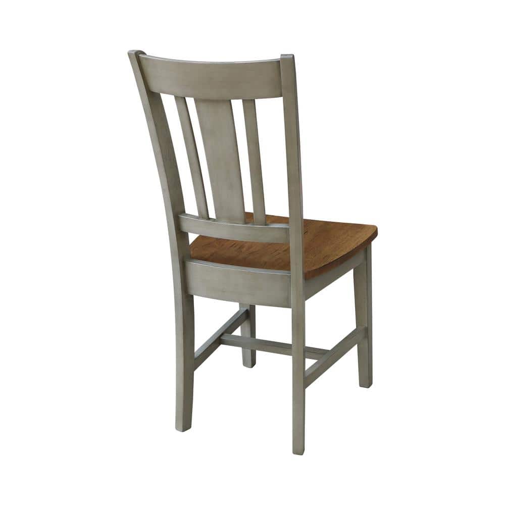 Distressed Hickory and Stone High Back Wood Dining Chairs