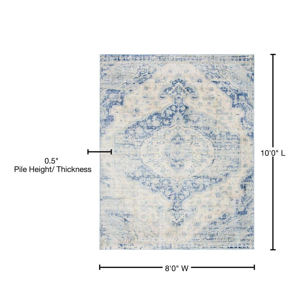 Oxfordshire Braided Edge 8' x 10' Blue Medallion Synthetic Rug