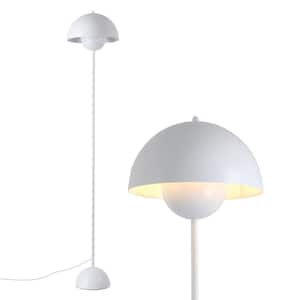 63 in. White Vintage 1-Light LED Reflecting Light Standard Floor Lamp for Living Room with Foot Pedal Switch