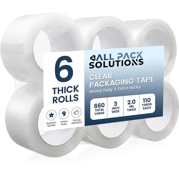3 in. Wide x 330 ft. Clear Sealing Tape for Carton Box Packing Shipping 2.0 Mil Thick (6 Rolls)