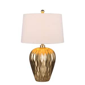 29.5 in. Gold Resin Table Lamp with Paper Lantern Fold Effect