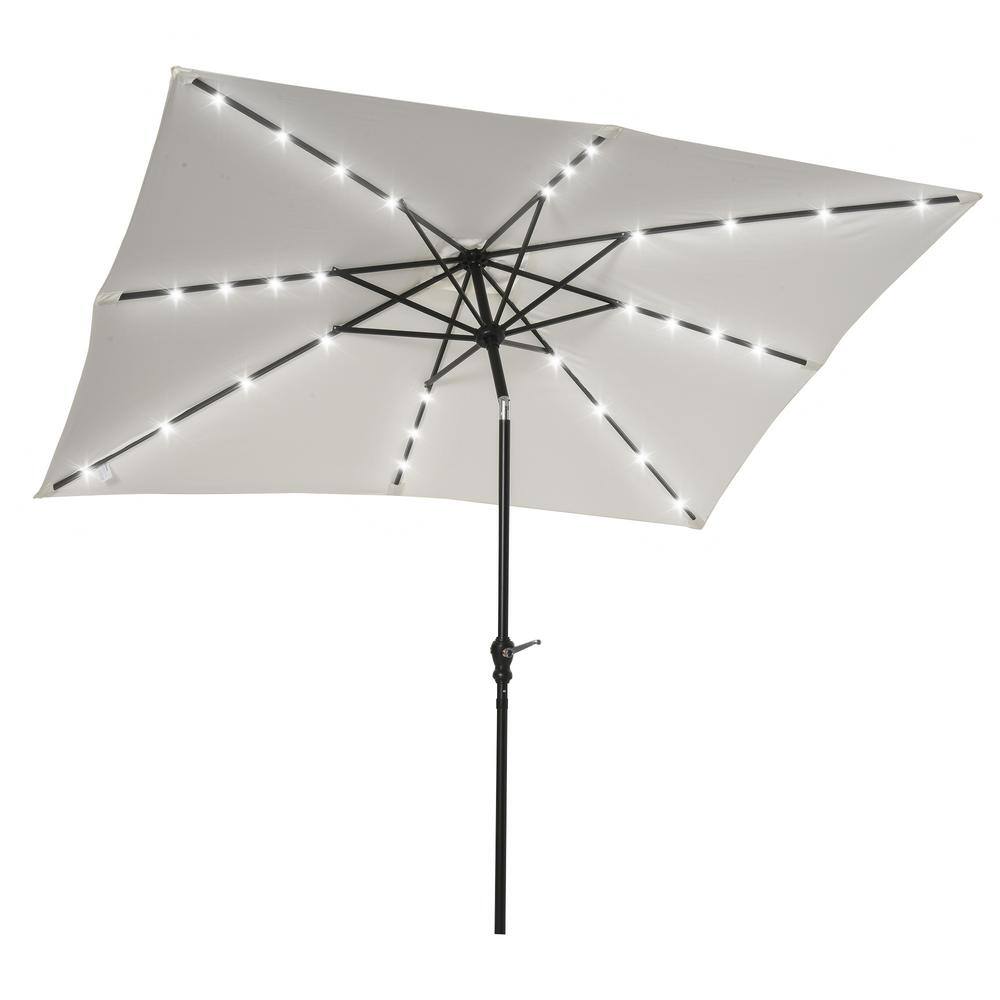 9 ft. x 7 ft. Steel LED Lighted Outdoor Market Umbrella in White with Tilt, Crank price history on PriceWatchPro