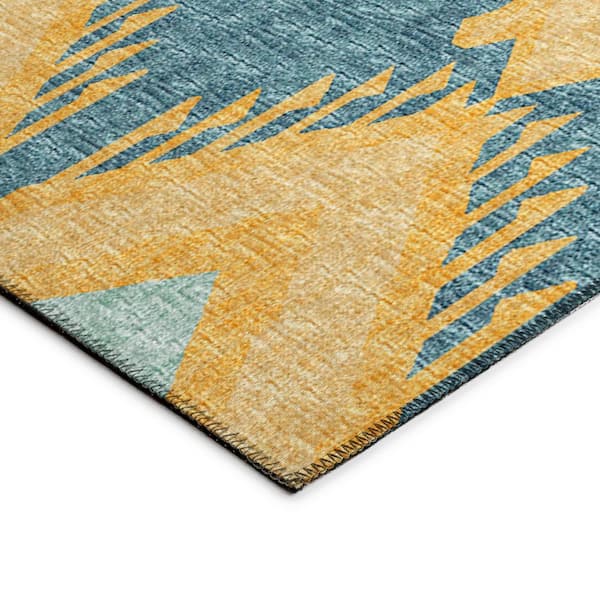 Yuma Yellow 3 ft. x 5 ft. Geometric Indoor/Outdoor Washable Area Rug