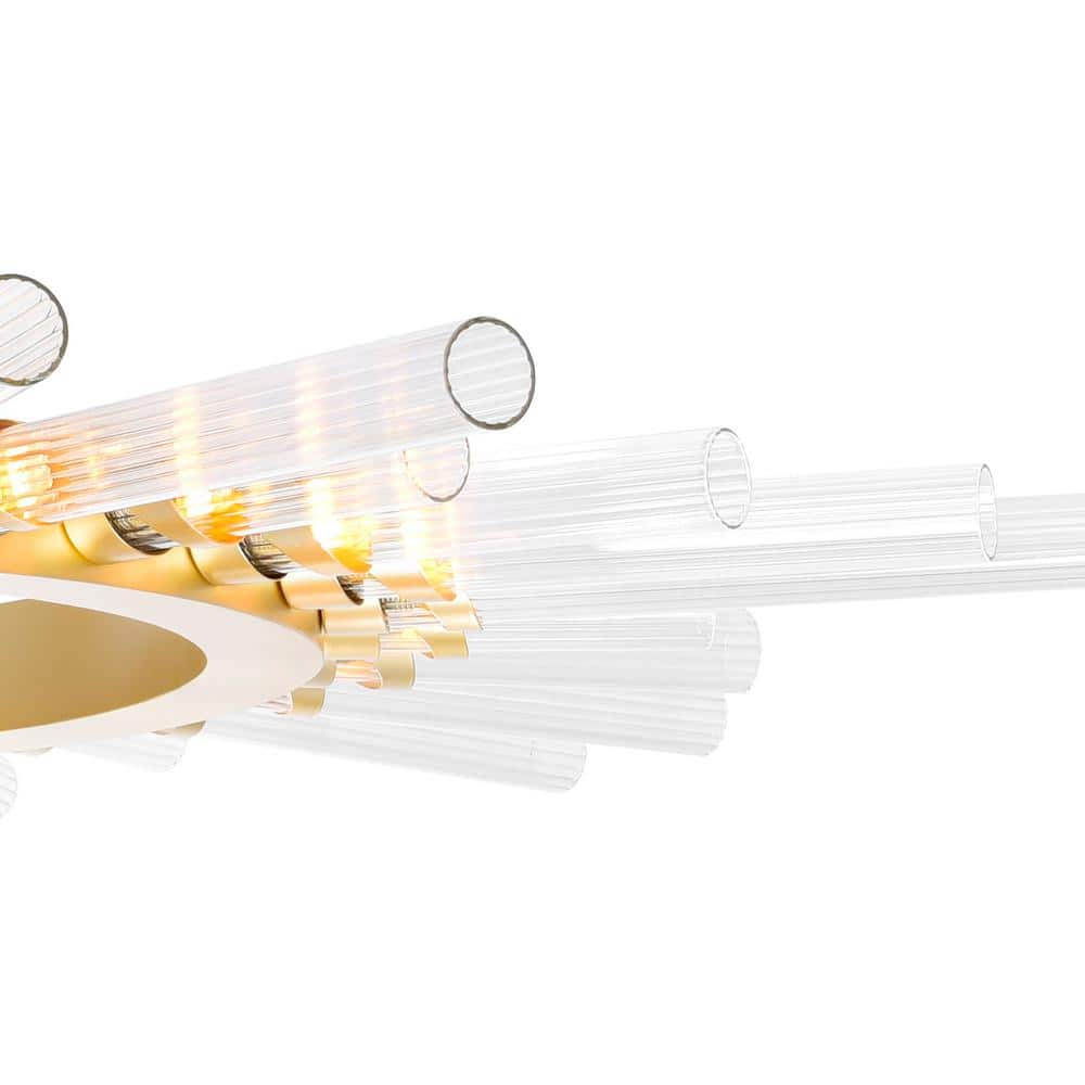 Satin Gold and Crystal 48" Modern Chandelier