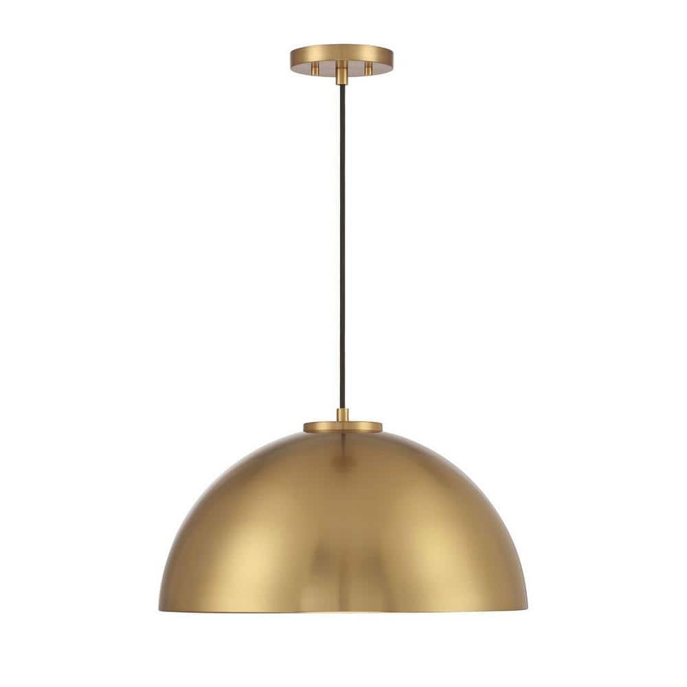 Natural Brass 1-Light Bowl Pendant with Vintage Styling