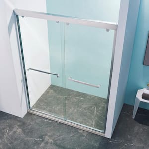 60 in. W x 76 in. H Sliding Framed Shower Door in Chrome Finish with Clear Glass