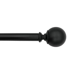 72 in. - 144 in. Telescoping 1 in. Single Curtain Rod Kit in Matte Black with Ball Finial