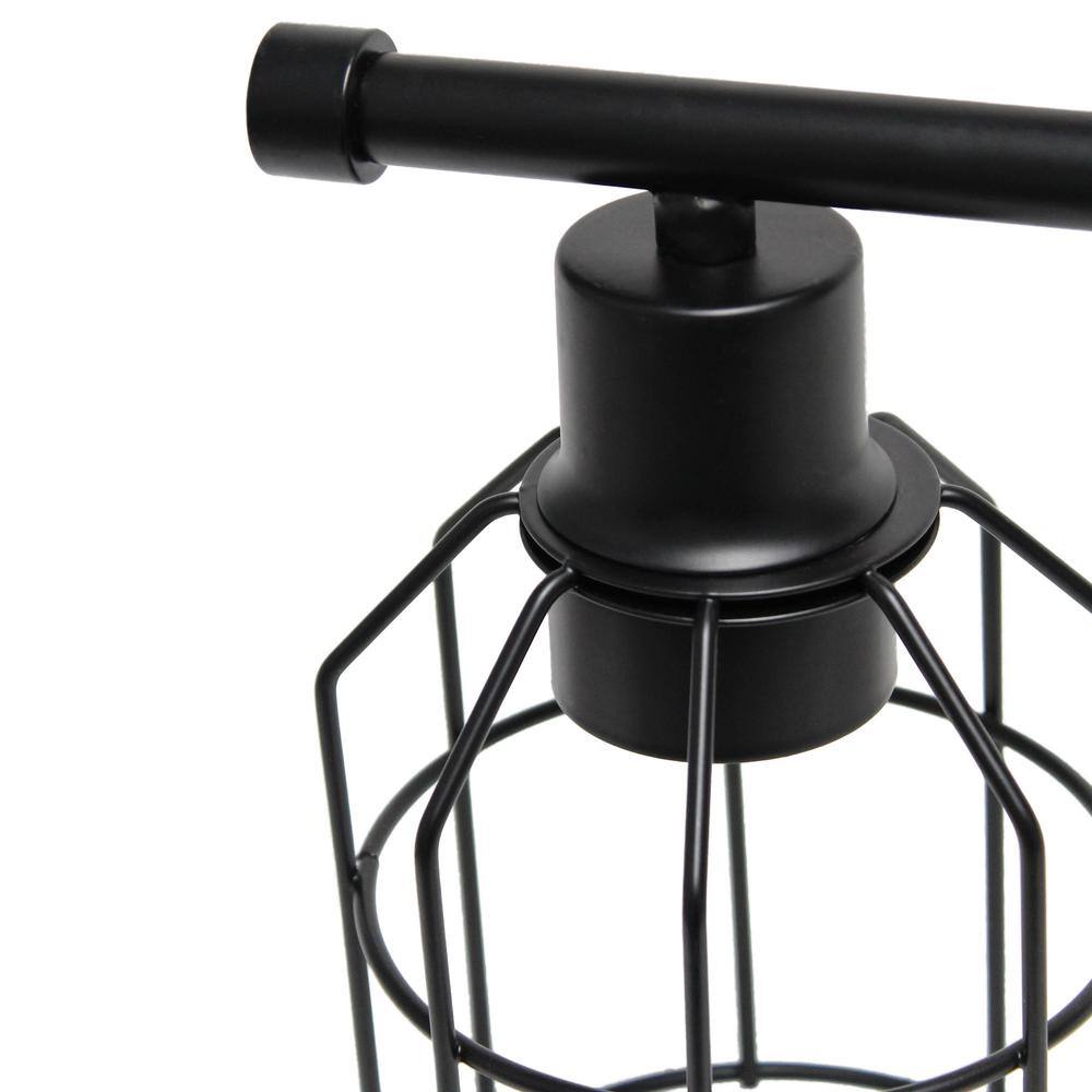 Black Industrial 3-Light Vanity Fixture with Wire Cage Shades