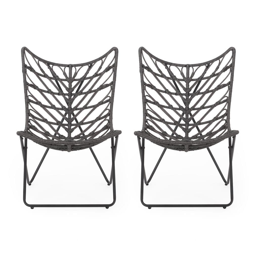 Noble House Broxon Gray Wicker Outdoor Lounge Chair (2Pack) 110084