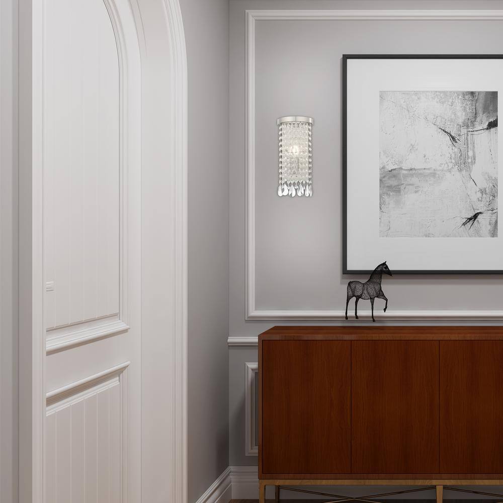 Brushed Nickel Crystal Shade 1-Light Wall Sconce