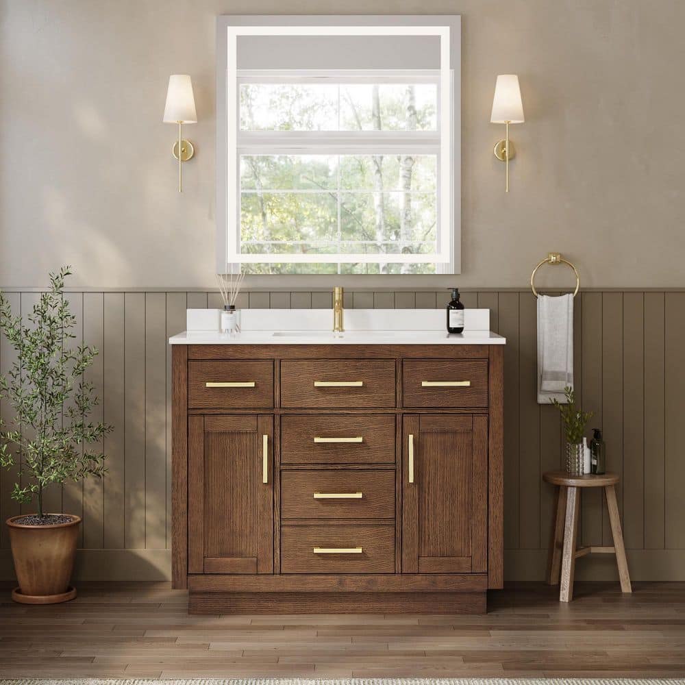 Beckett TK 42 in. Single Freestanding Dark Oak Bath Vanity with White Cultured Marble Top price history on PriceWatchPro