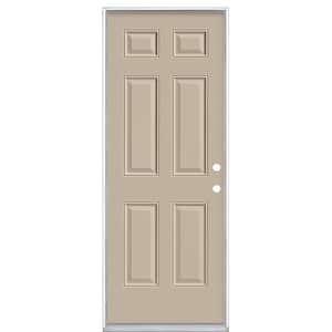 30 in. x 80 in. 6-Panel Left Hand Inswing Painted Steel Prehung Front Exterior Door No Brickmold