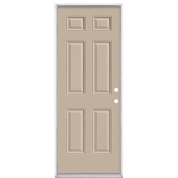 Masonite 30 in. x 80 in. 6-Panel Left Hand Inswing Painted Steel Prehung Front Exterior Door No Brickmold