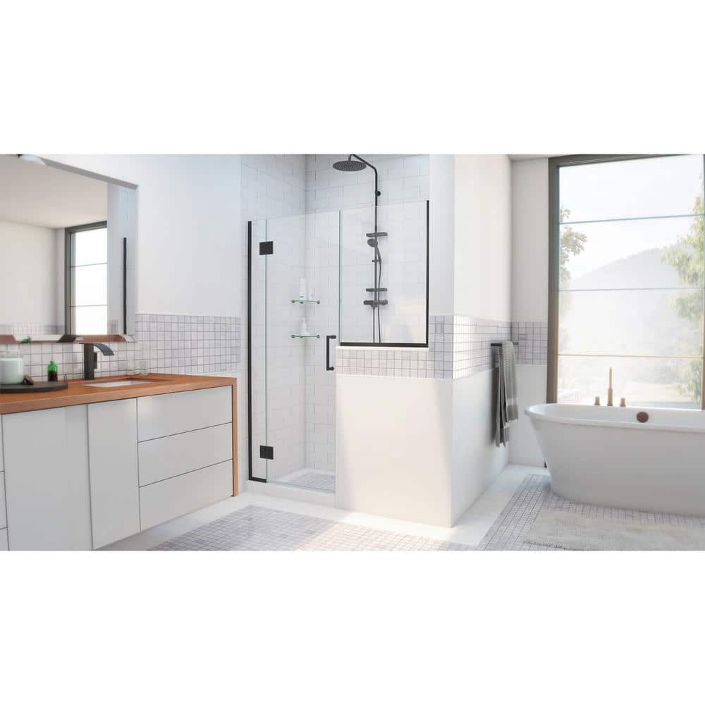 Unidoor-X 66" Frameless Clear Glass Shower Door with Bronze Hardware