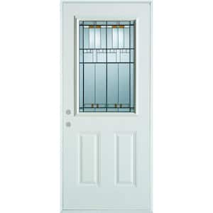 32 in. x 80 in. Architectural 1/2 Lite 2-Panel Painted White Right-Hand Inswing Steel Prehung Front Door