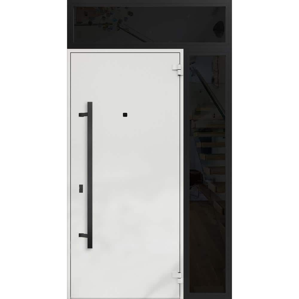 Modern Black Enamel Steel Double Door with Sidelites