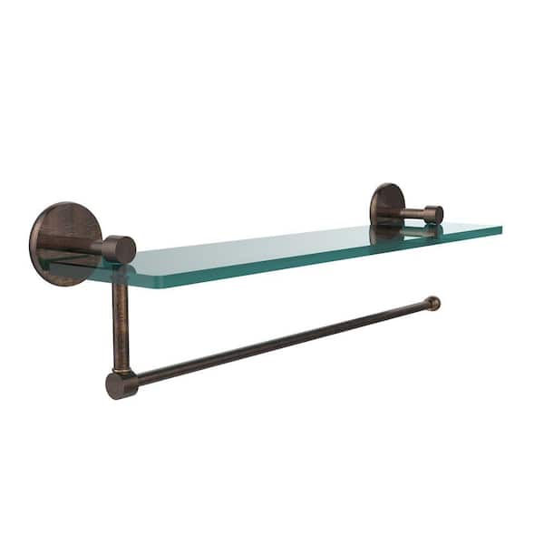 Allied Brass Prestige Skyline 22 in. L x 5 in. H x 5 in. W Paper Towel Holder with Clear Glass Shelf in Venetian Bronze